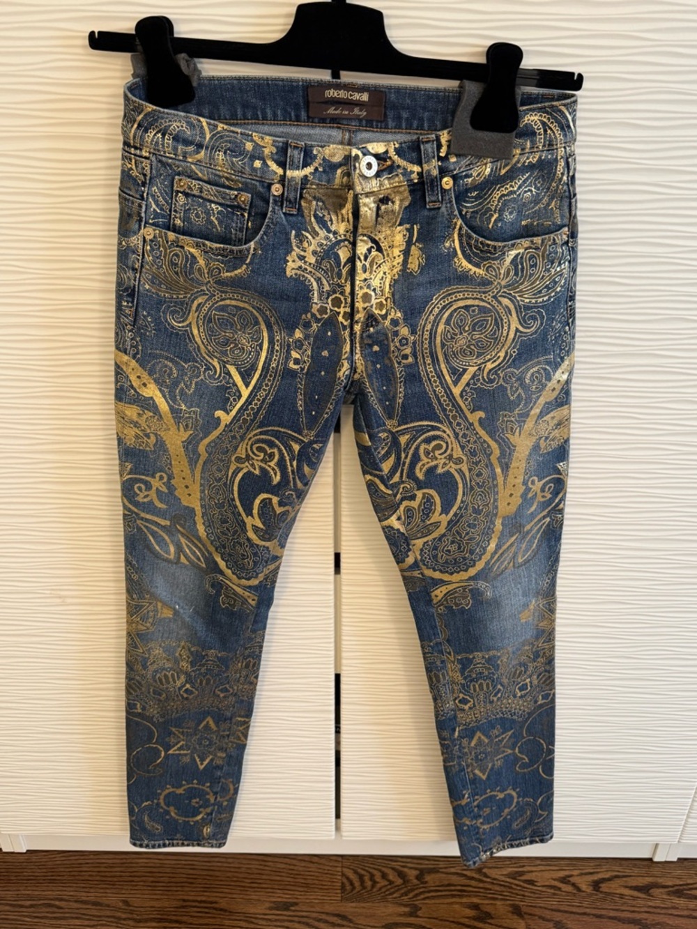 Pre Owned Roberto Cavalli Hand Painted Jeans. Sz 40 IT Orig. $895